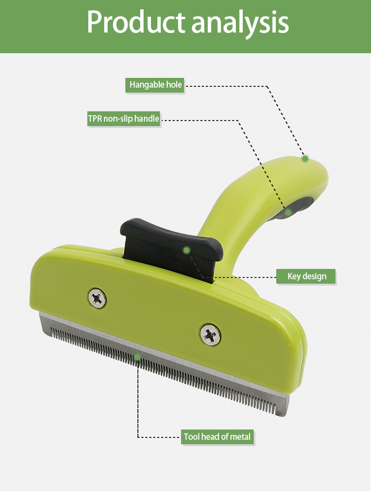 Green Dog Deshedding Tool Sustainable Self Cleaning Cat Brush