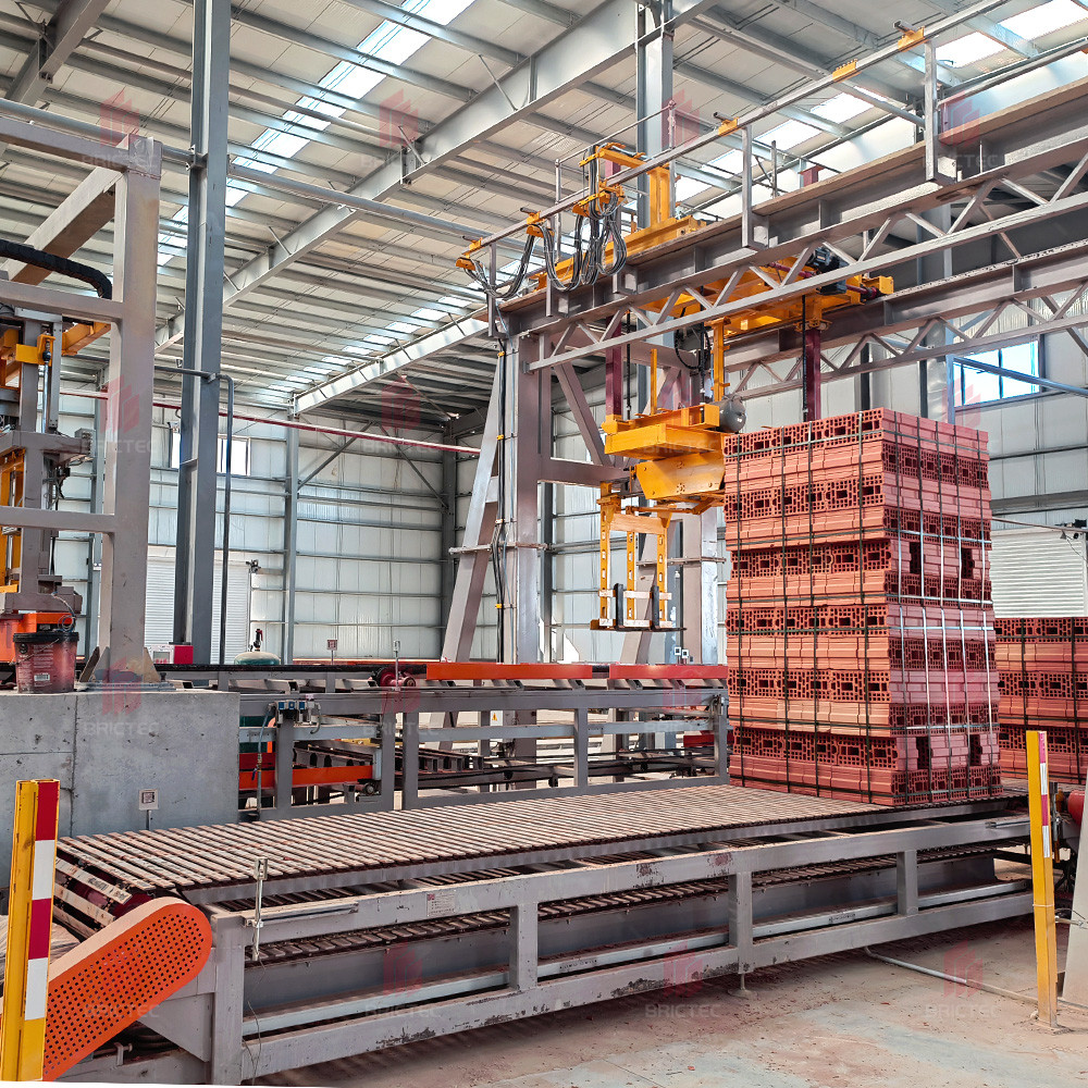 Steel Automated Unloading and Packing for Customizable Clay Brick Making Process by Brictec