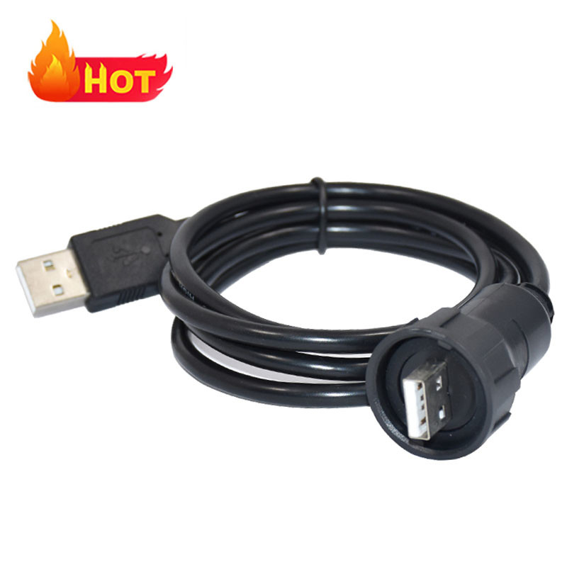 CircularPlastic USB 3.0 Type C Micro USB panel installed waterproof connector cable IP67 IP68 with braided shielding
