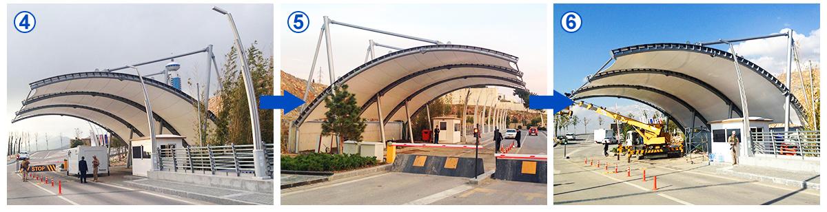 Membrane fabric Waterproof Car Tensile Car Parking Shades Workshop Steel Structure OEM ODM