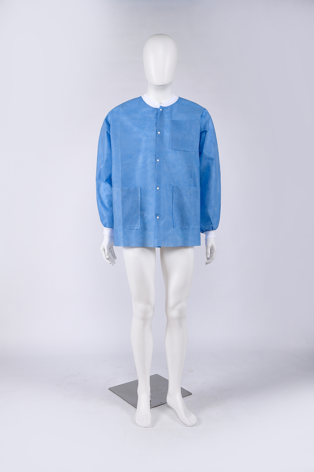 Disposable Lab Coat Nonwoven Lab Jackets with Knitted Collar and Cuff Lab uniform