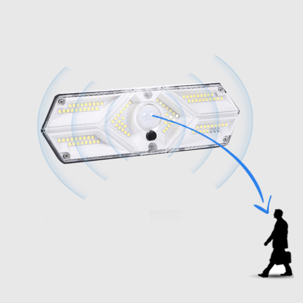 Christmas IPX5 1500mAH Outdoor Solar Street Lamp PIR Sensor 60MA 10000LUX