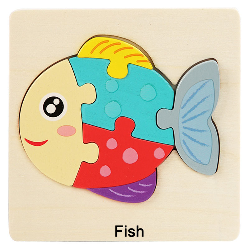 10.7cm 3D Coloured Wooden Block Jigsaw Puzzle Cognitive Games ISO9001