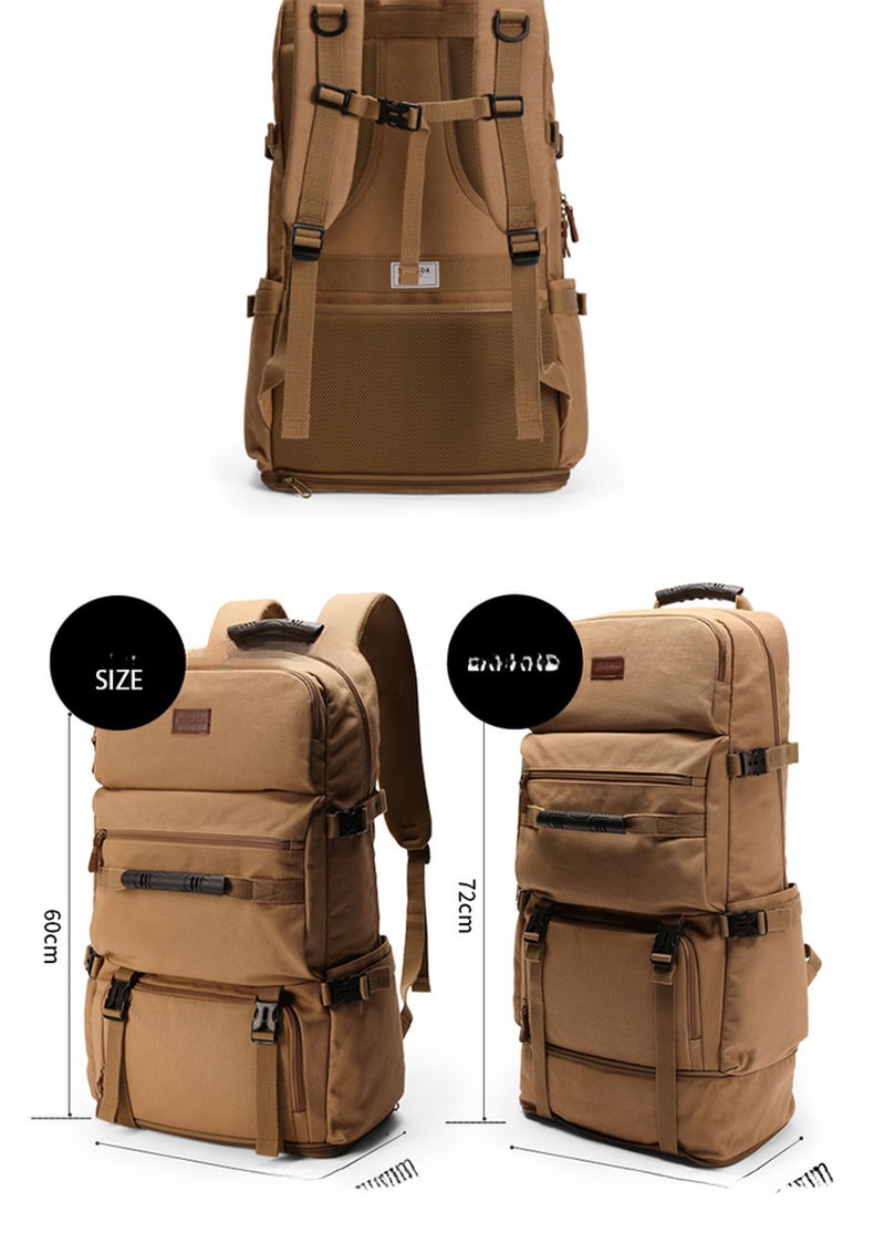 Zipper Closure Expandable Canvas Backpack for Men Lightweight and Durable Outdoor Bag