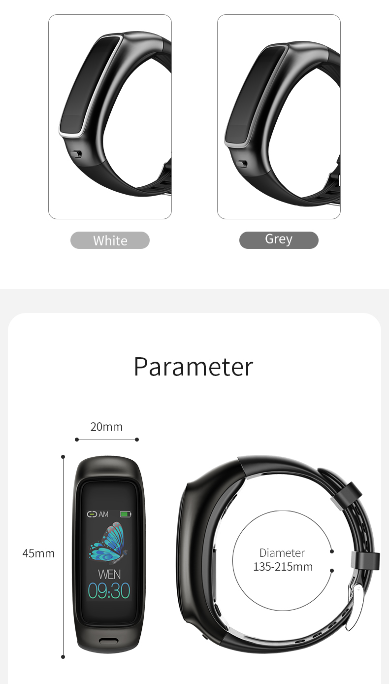 Smart 2 In 1 BT ECG Smart Watch IP67 Heart Rate Monitor Wristband