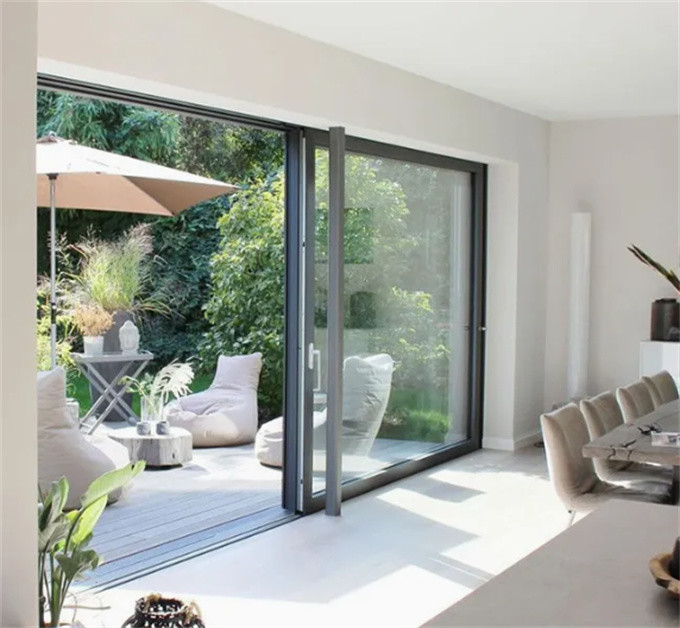 Minimalist Design Style Aluminum Alloy Sliding Doors For Exterior Environment