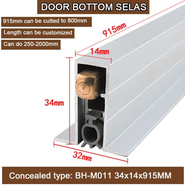 Acoustic Dust Prevention Automatic Door Drop Seal Weather Strips Concealed With Side Edge 915mm