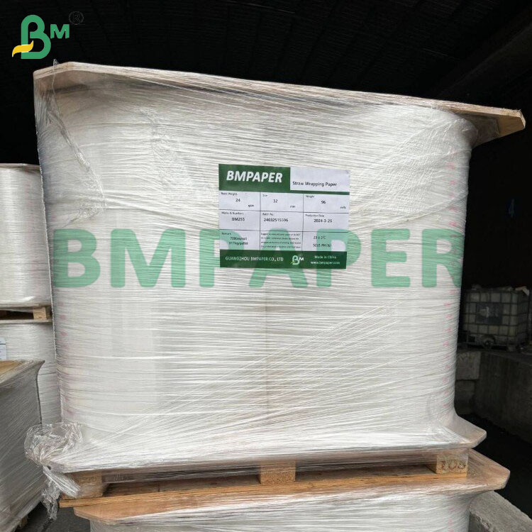 Recyclable White Food Grade Straw Packaging Paper Roll in 24/28 GSM