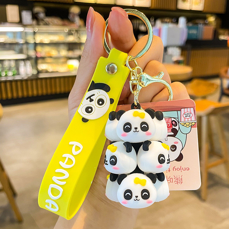 2 Pcs Black White Panda And Pink Pig Keychain Charms For Women Kids Kawaii Backpack Accessories