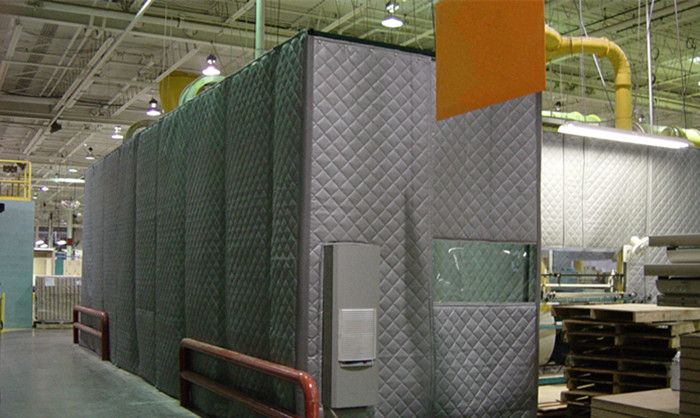 Construction Site Portable Sound Barrier Secured with Temp Fence Panels