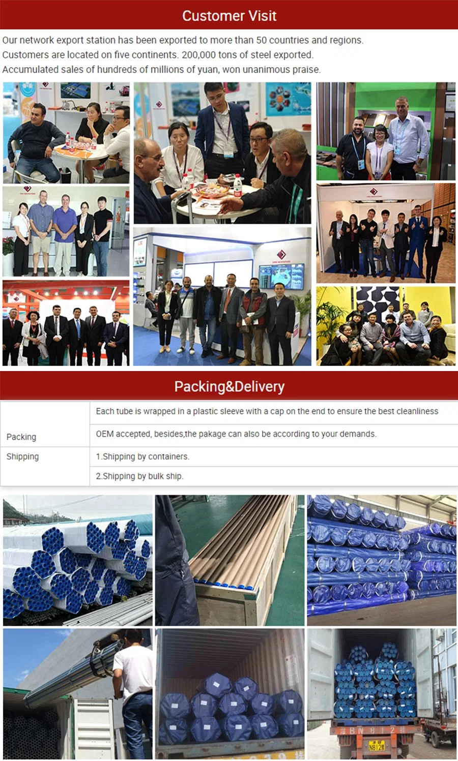 China Factory OEM Service AISI SUS 304 201 Stainless Steel Pipe Welded Pipe for Balcony Railing Decoration