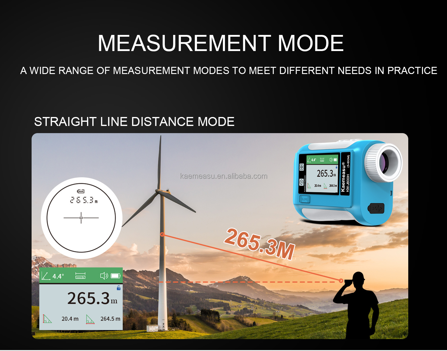J1500m Multifunction Laser Distance Meter Handheld Measure Level Calculate for Construction Golf Hunting
