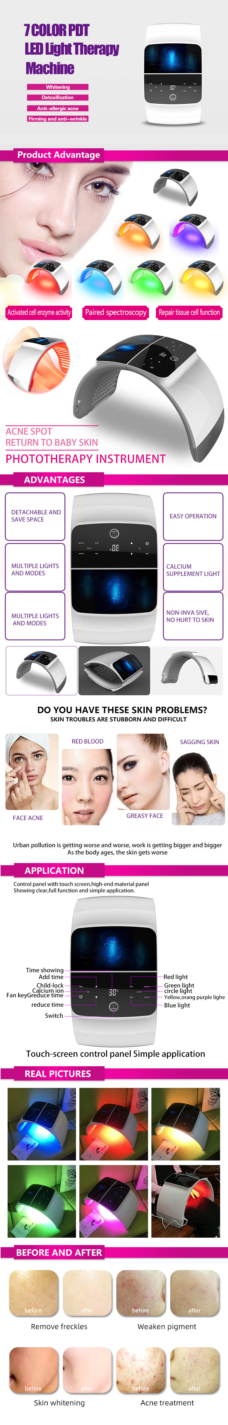 Photon Led Light Therapy Device Blue Red Light For Acne Photon Face Therapy Panel Skin Care Facial Pdt Machine