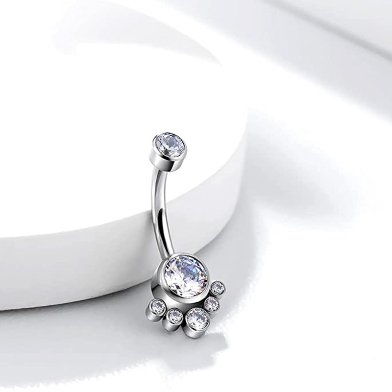 14G G23 Titanium Bottom Belly Button Piercing Shinny Clear Crystal Gems