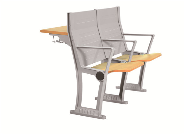 Grey Coating Lecture Hall Seating fireproof Lecture Room Furniture With Fixed Table