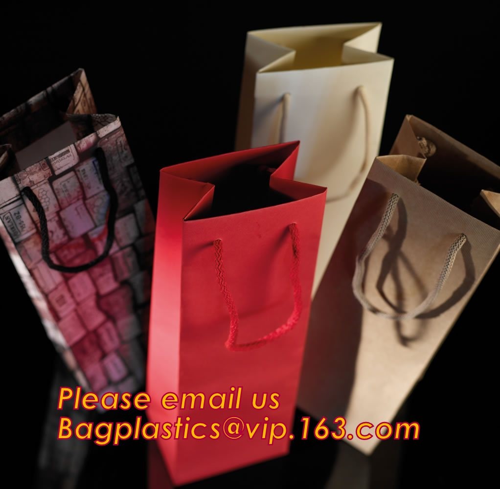 Gold foil stamp matt laminated black handle rope hair extension packaging bag red paper bag,Handle Brown Kraft Gift Pape