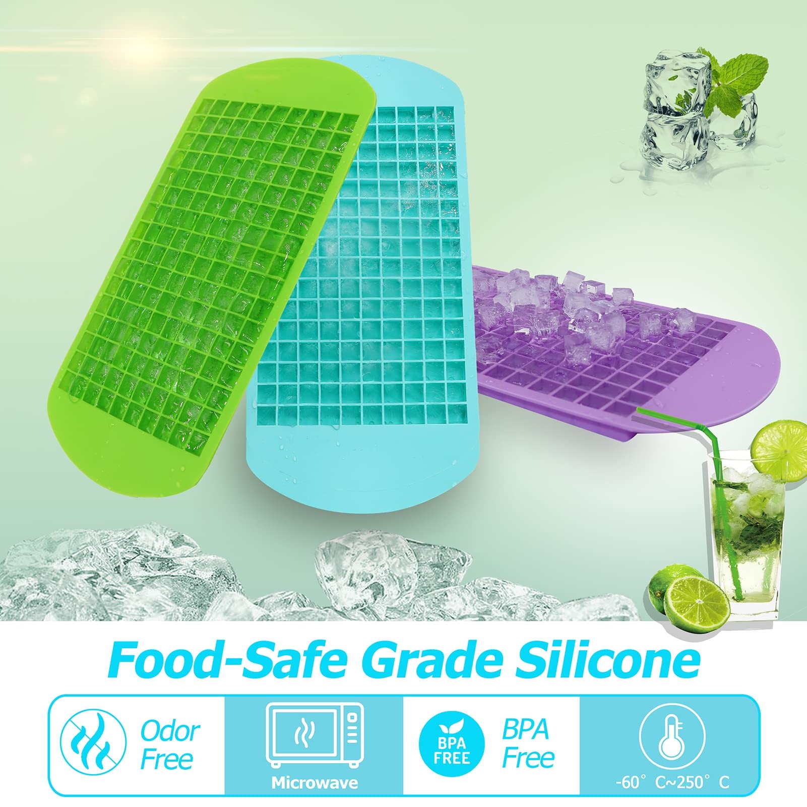Food Grade Lce Cube Tray With Lid And Bin For Freezer BPA Free Silicone Ice Cube Trays Molds