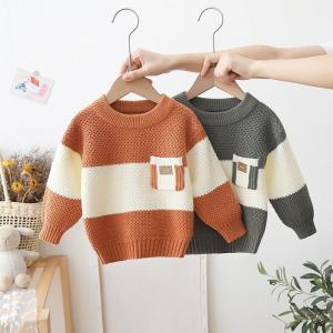 Buy cheap Winter Children Warm Wear Top with chest pocket Custom Design Chunky Knit Clothes Toddler Baby Sweater Baby boy clothes product