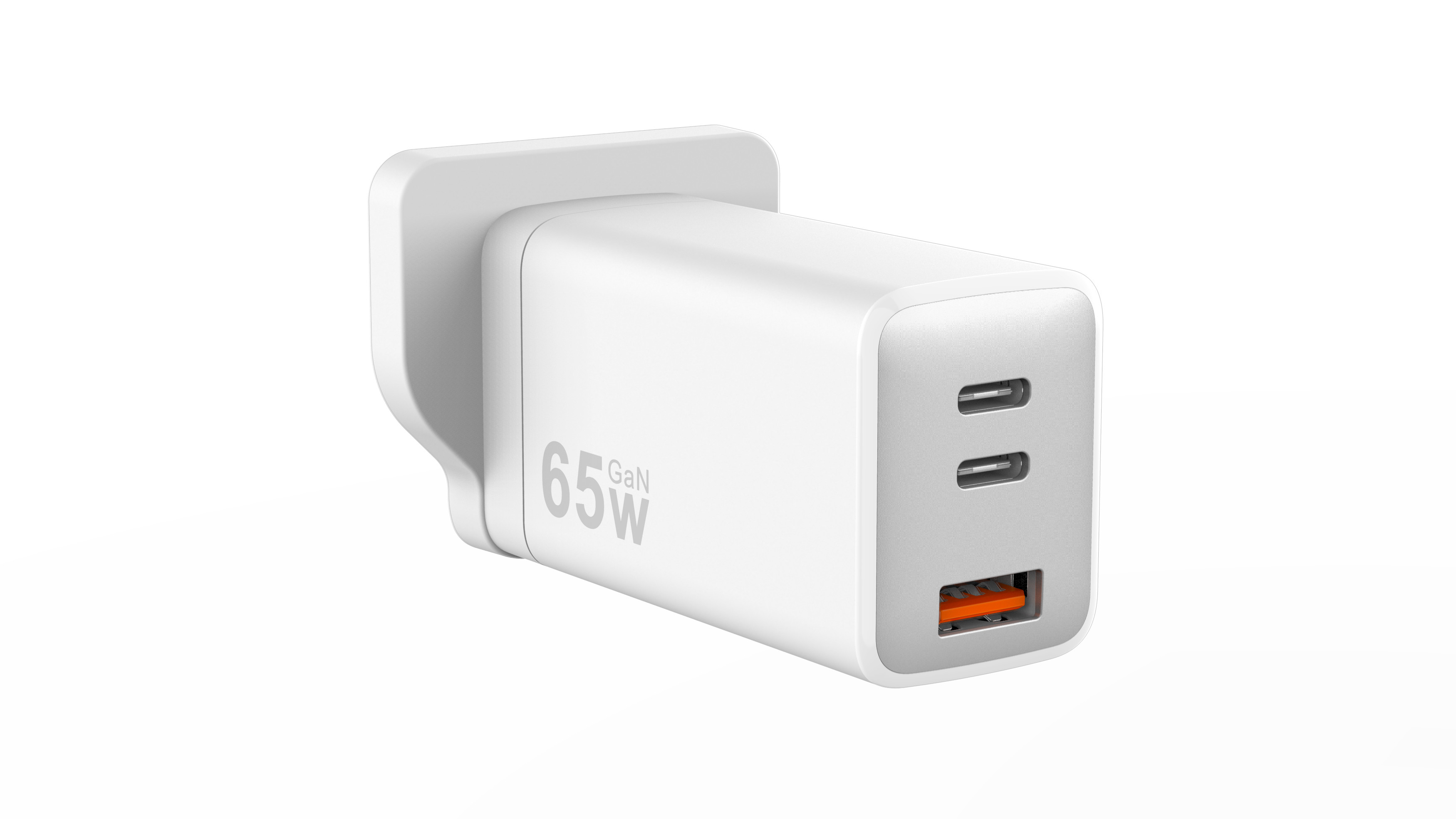 GaN Fast Charging Block 65W 3 Port USB Wall Charger Customized Logo