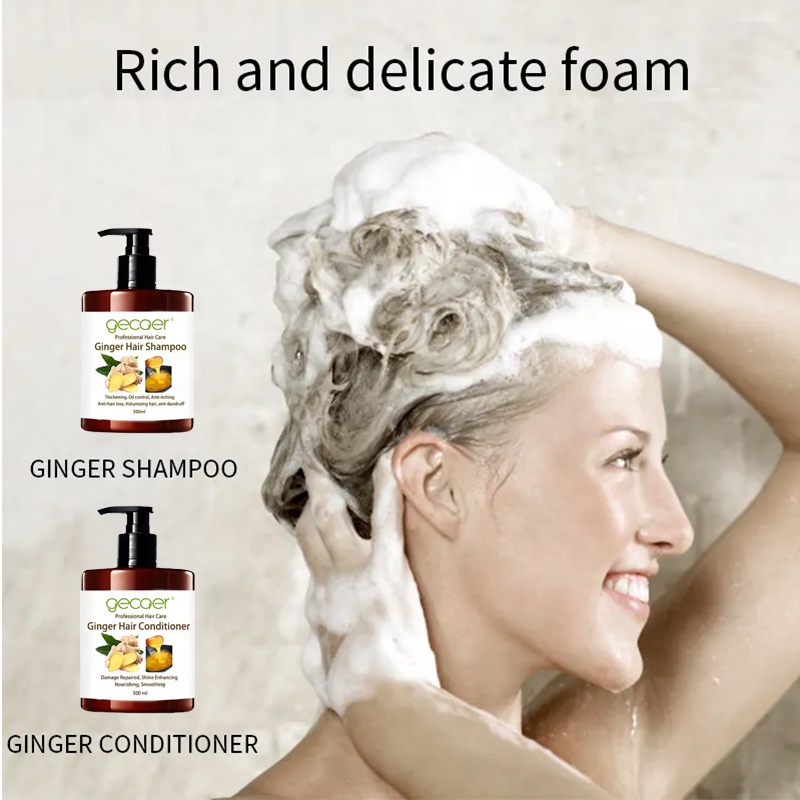 All Hair Types Anti-hair Loss Organic Hair Care Set with Ginger Shampoo and Conditioner