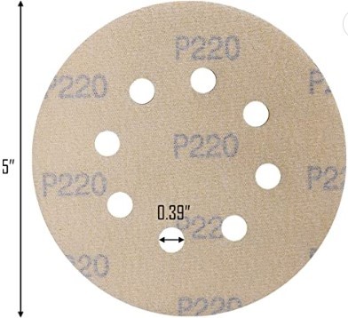 6inch 15hole Hook Loop Sandpaper Discs Gold Aluminum Oxide PSA Automotive