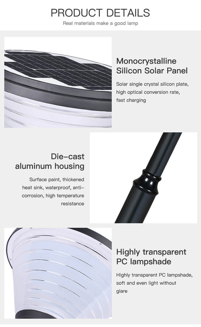 Outside Waterproof Solar Pillar Light Lamp Landscape Post Garden Outdoor 9000K