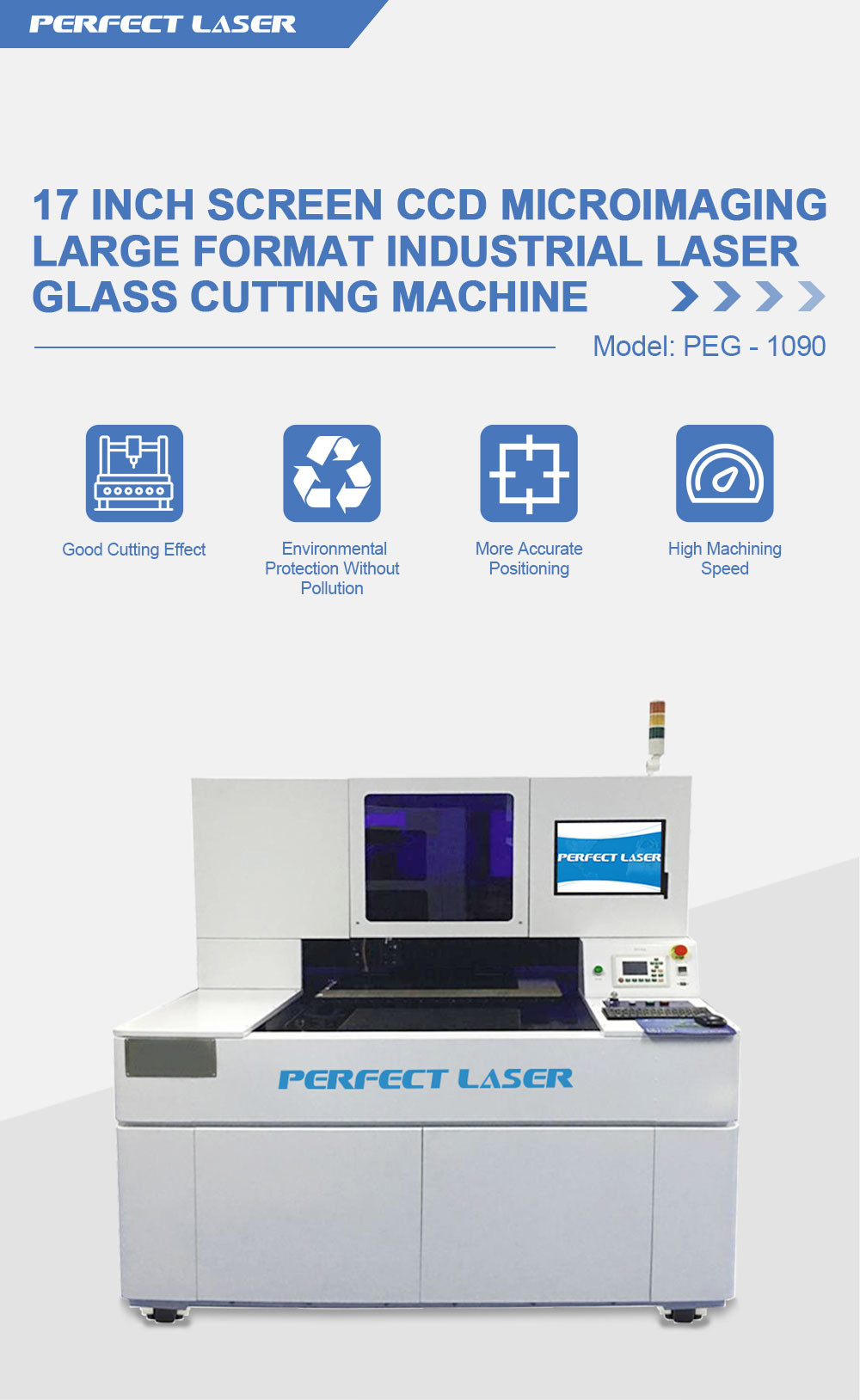 17 Inch Screen CCD Microimaging Large Format Industrial Laser Glass Cutting Machine