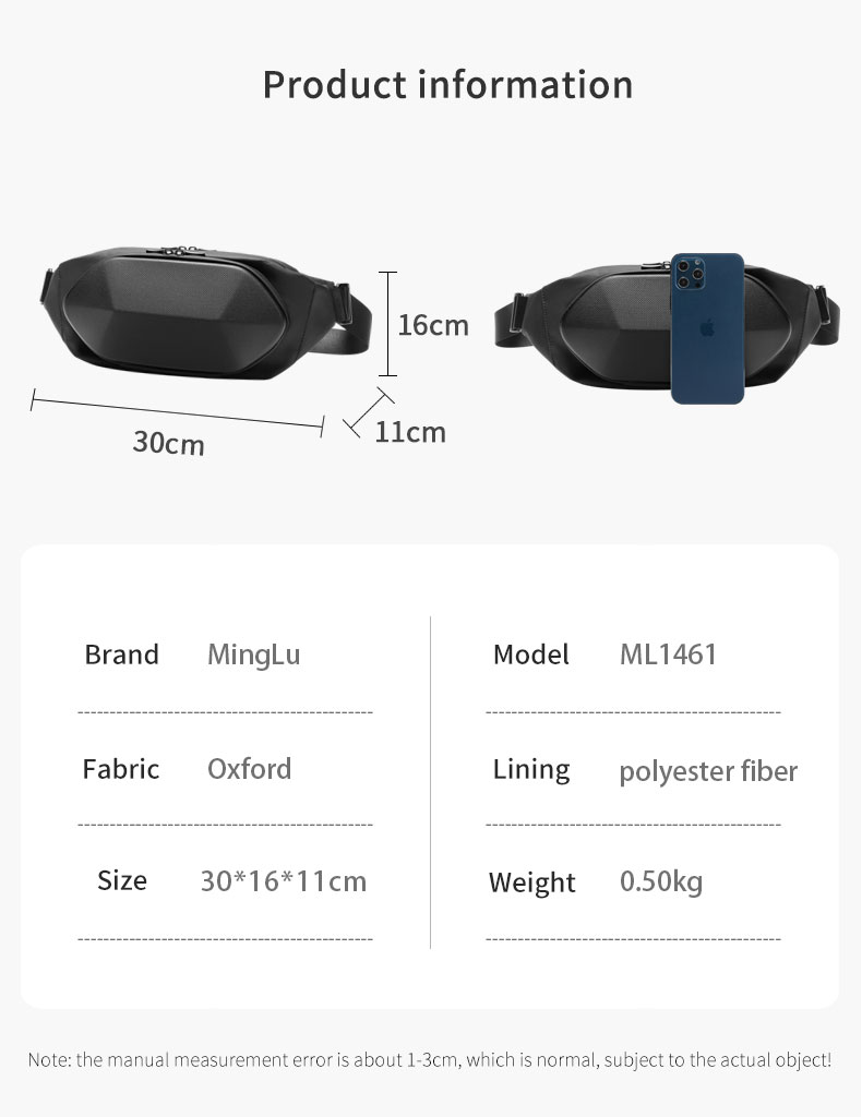 Factory wholesale waterproof Korean design crossbody bag custom fashion trend chest bag men sling bag