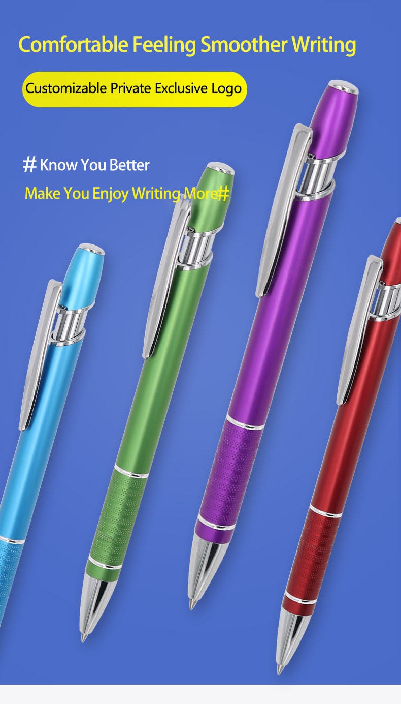 Multi Colors Press Metal Ballpoint Pen 1.0mm Anti-Slip Pen Grip Click Ball Pen