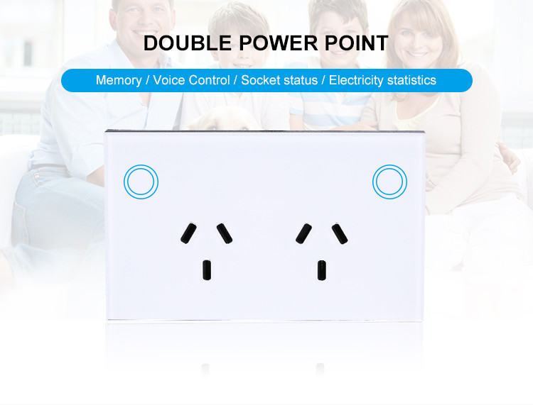 Smart Wifi Wall Socket Us Glass Panel Double Phone Alexa Google Voice Operated Tuya Smart Home System