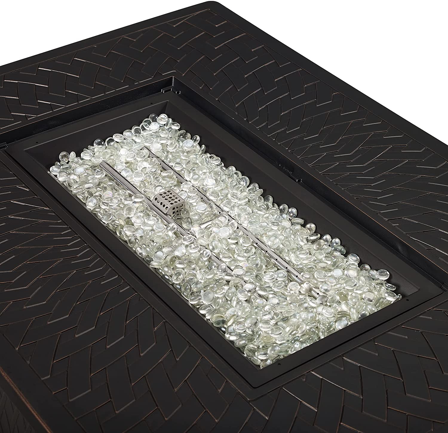 Rectangular Aluminum LPG Gas Square Fire Pit Uses 20 Pound Propane Tank
