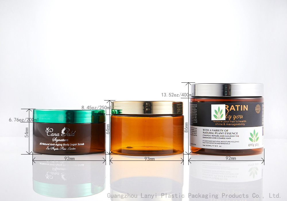 Amber Body Butter 250ml 400ml PET Clear Cosmetic Jars