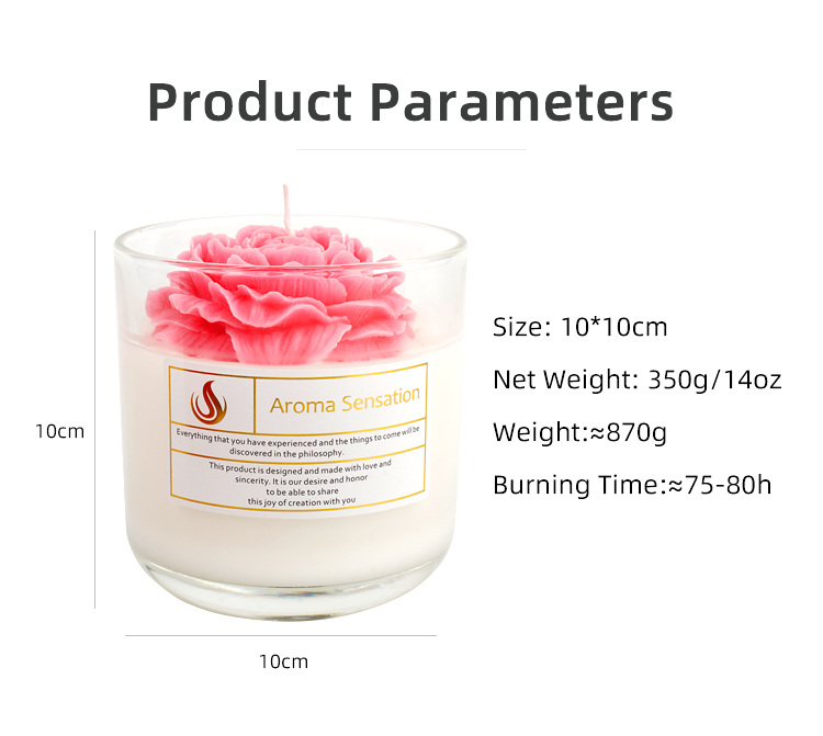 Parties Glass Jar Scented Candle 3D Flower Home Decor Fragrance Candle Custom Logo