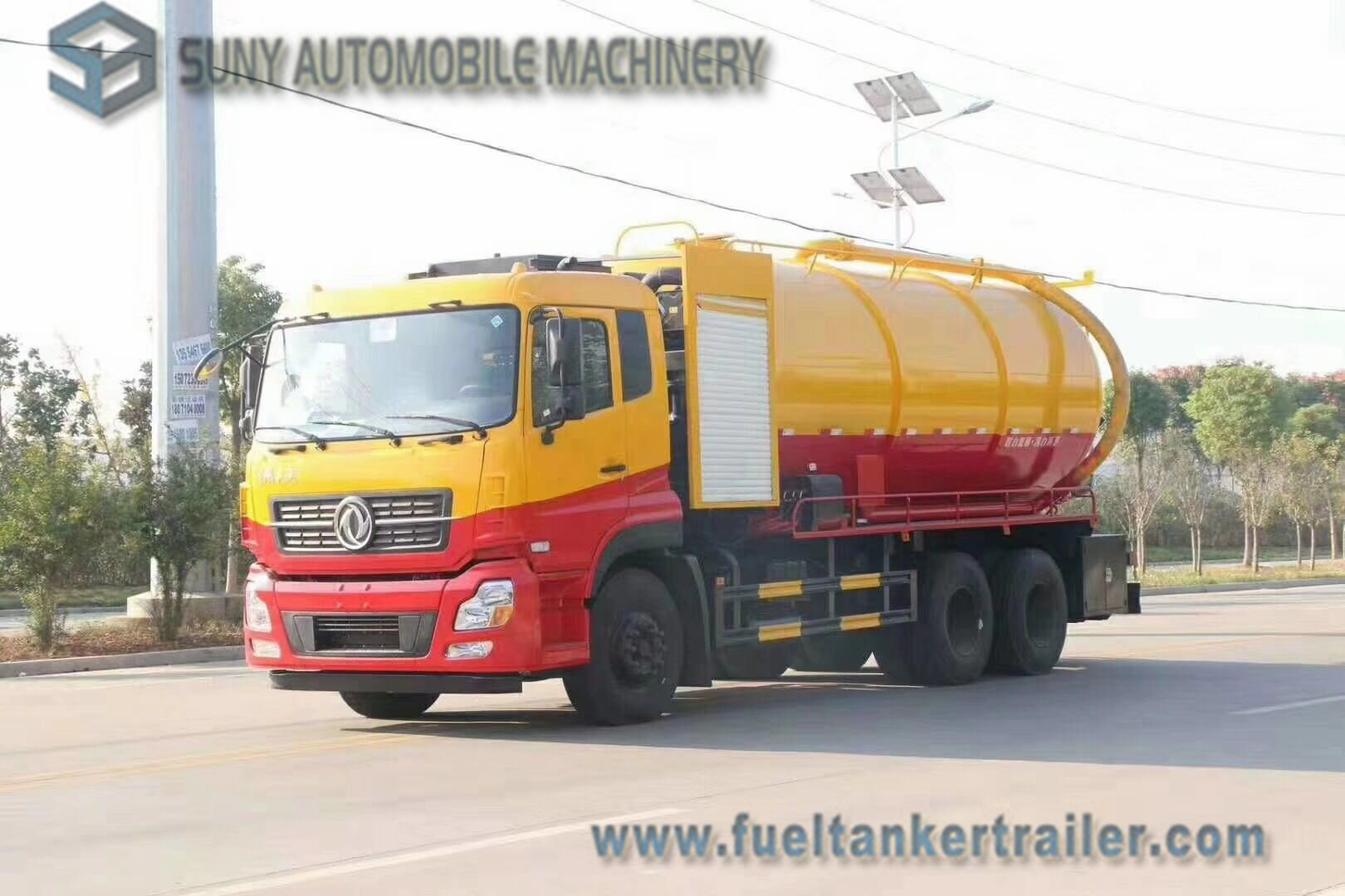 Dongfeng 15000L 10 Wheel Vacuum Tank Truck 270hp High Pressure Cleaning And Sewage Suction