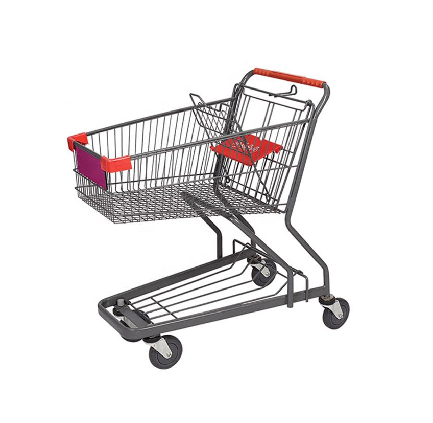 80 LTR Grocery Utility Shopping Trolley Cart 0.96M With Four Wheels Convenience Store