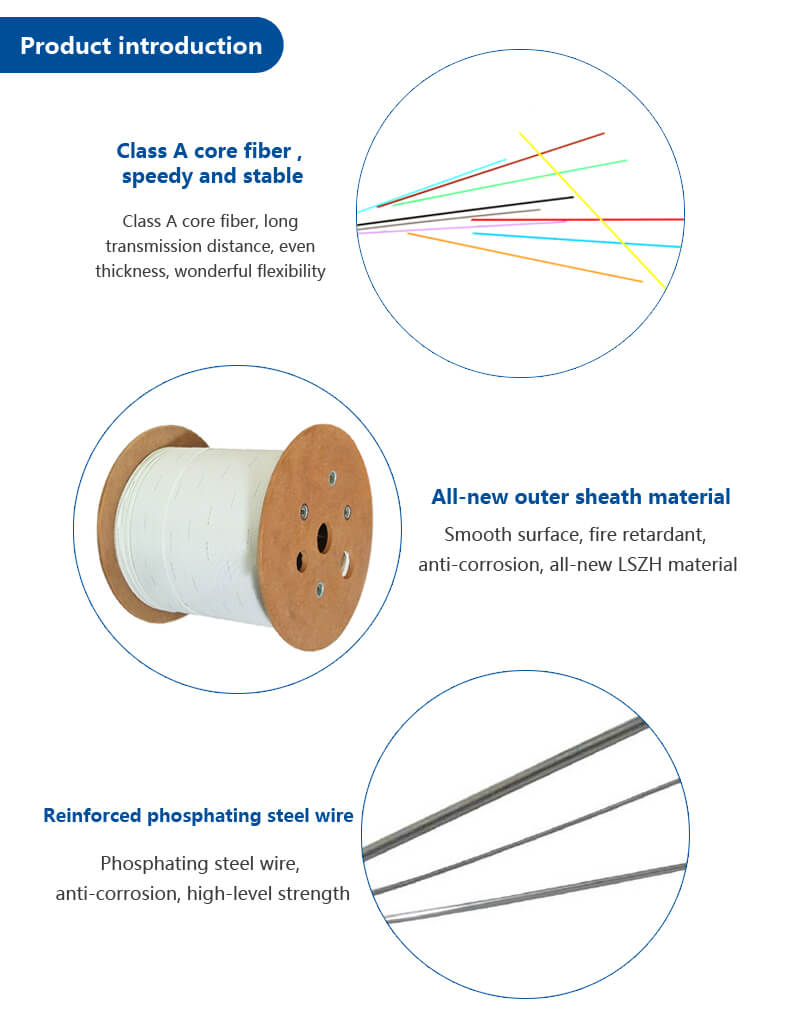 G657A1 Self Supporting Aerial Cable , FTTH LSZH Fiber Optic Cable
