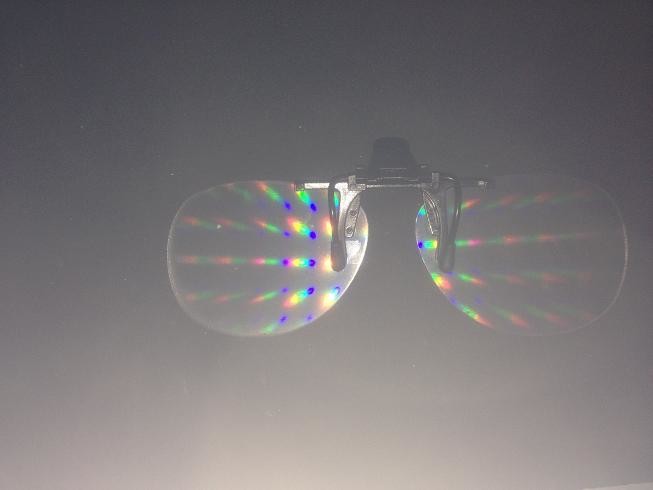 2016 TOP New clip on plastic fireworks glasses, rainbow glasses, diffraction glasses for near-sighted person