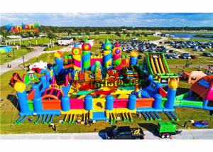 Giant Outdoor Rainbow Castle Theme 1500W Inflatable Fun Land