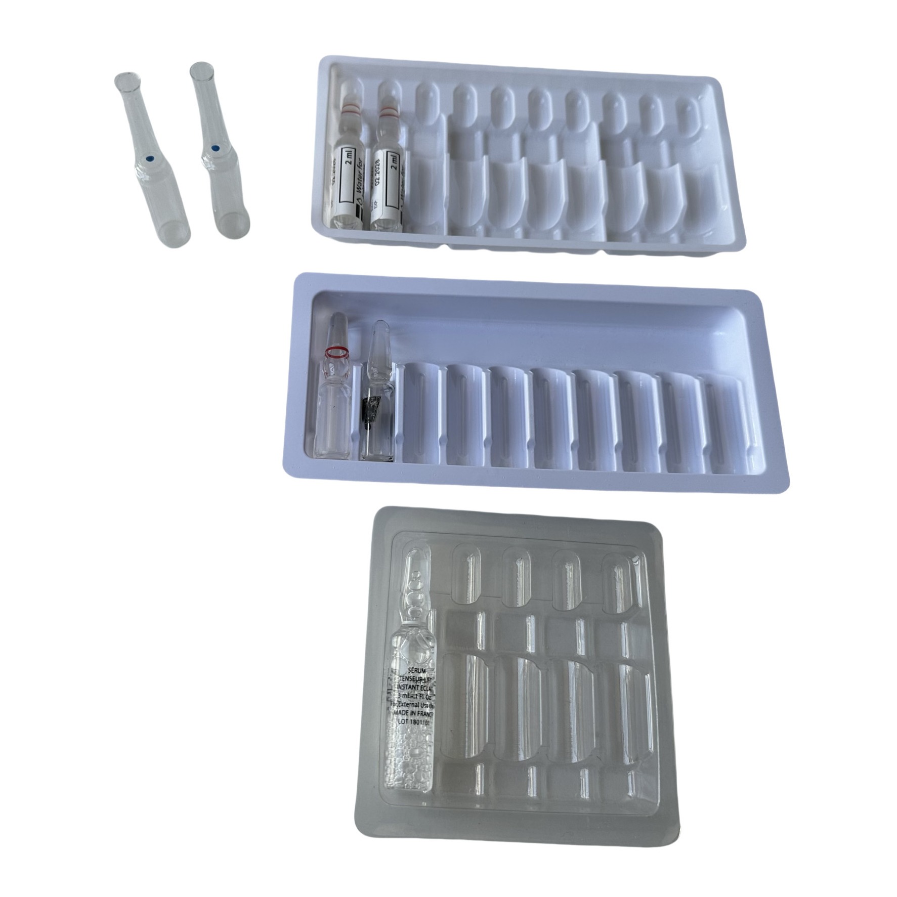1ml 2ml 3mL injection ampoules self-adhesive label PET ampoules tray customization