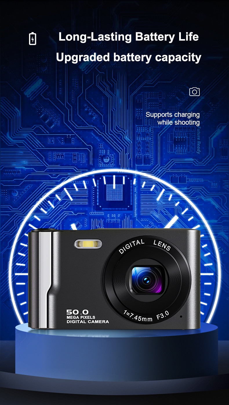 48MP Full HD Digital Video Camera Built-in Fill Light for Low Light Settings 32GB Storage Capacity