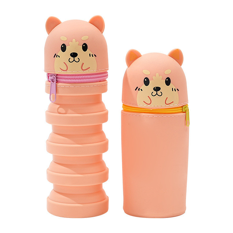 Versatile 2-In-1 Silicone Pencil Holder Pouch Easy To Clean School Office Supplies Kids Stationery For Christmas Gift