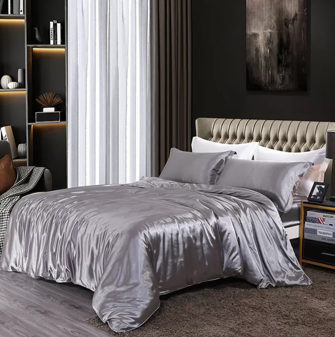 100 Mulberry Silk Fitted Sheet Double Satin 4PC Bedding Set 20×36 Inch