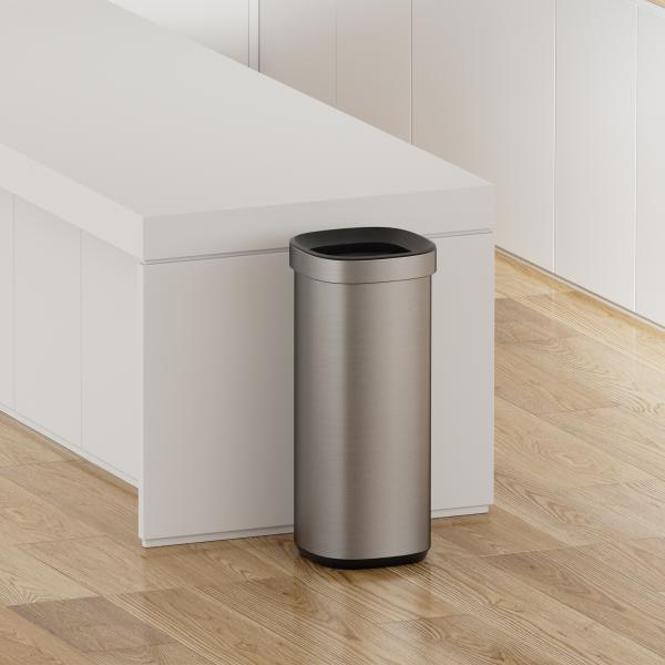 High Capacity 50L Household Trash Can Anti Fingerprint Brushed Stainless Steel