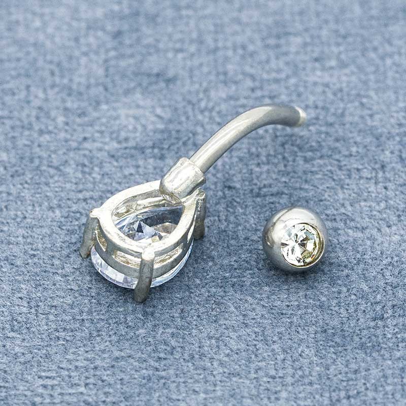 Round Body Piercings Jewellery Tear Drop Crystal Belly Ring Double zircon 10mm