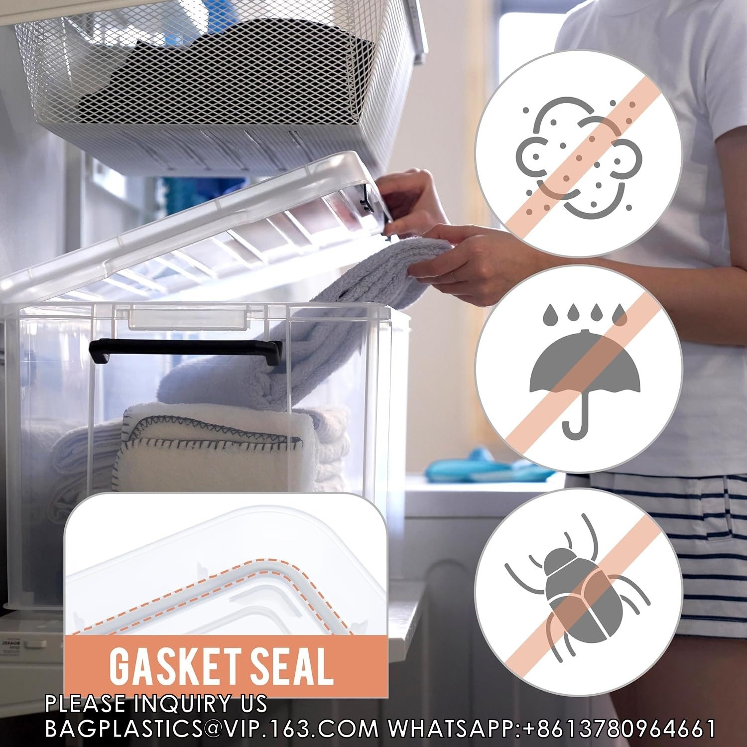 Airtight Plastic Storage Bins With Gasket Seal Lids And 6 Secure Latching Buckles Stackable Storage Containers