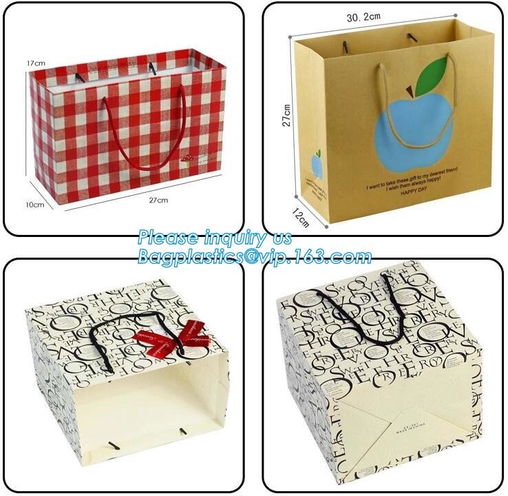 Custom Printed Accept Wholesale Stock White Brown Kraft Paper Shopping Bag With Handle No Minimum, carrier handle bags