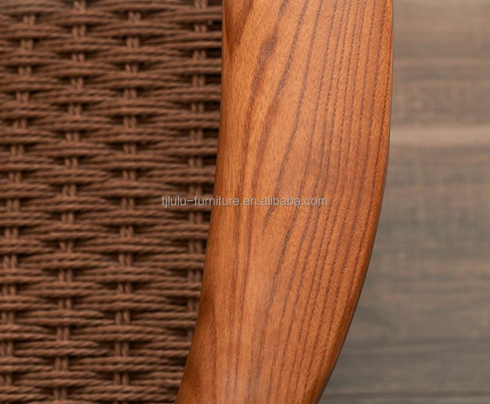 Enhance Your Dining Experience with Nordic Design Style Solid Wood Woven Cord Dining Chairs With Arms