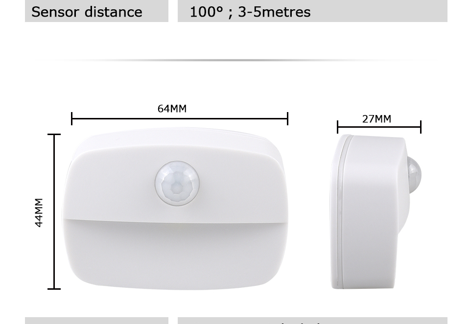 0.8W 30LM Plug In Night Lamp PIR Sensor 100 Degree For Closet Aisle Hallway