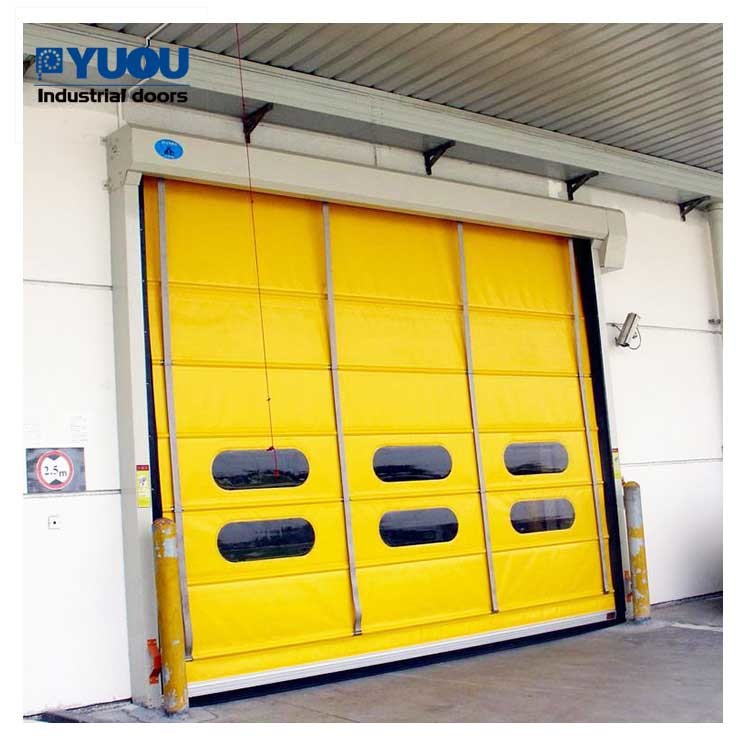 Stacking Exterior PVC Fabric Roll Up Warehouse Doors Folding Fast Stacking