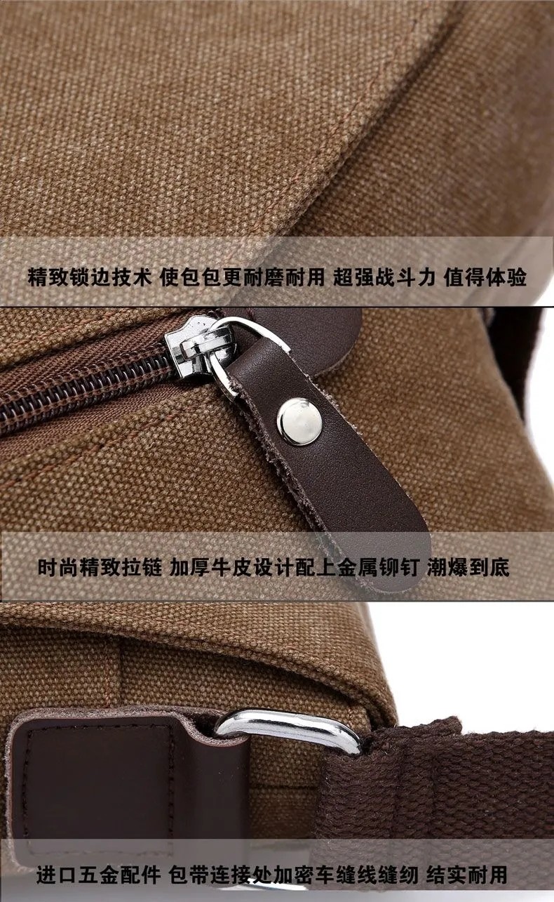 Custom Business Men's Crossbody Shoulder Washable Canvas Messenger Bag For Men